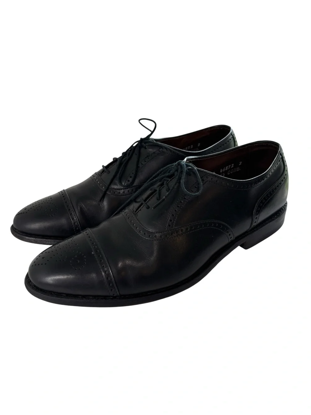 Allen Edmonds Stratton Brouge Cap Toe Oxfords Mens Size 9.5 B Black Leather Sole